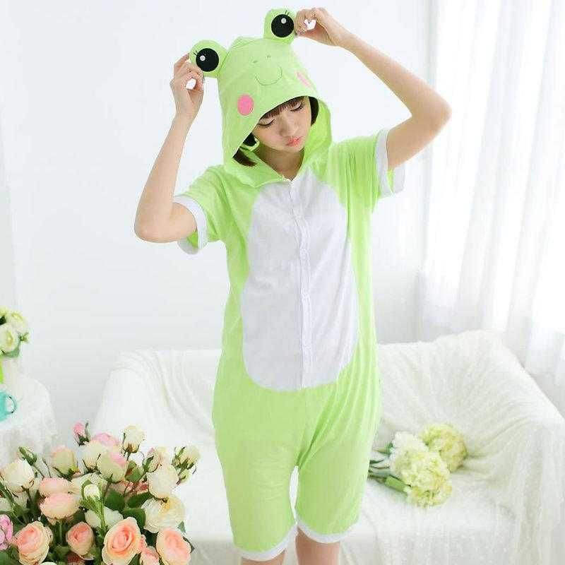 Pijama salopeta scurta, model broscuta, culoare verde