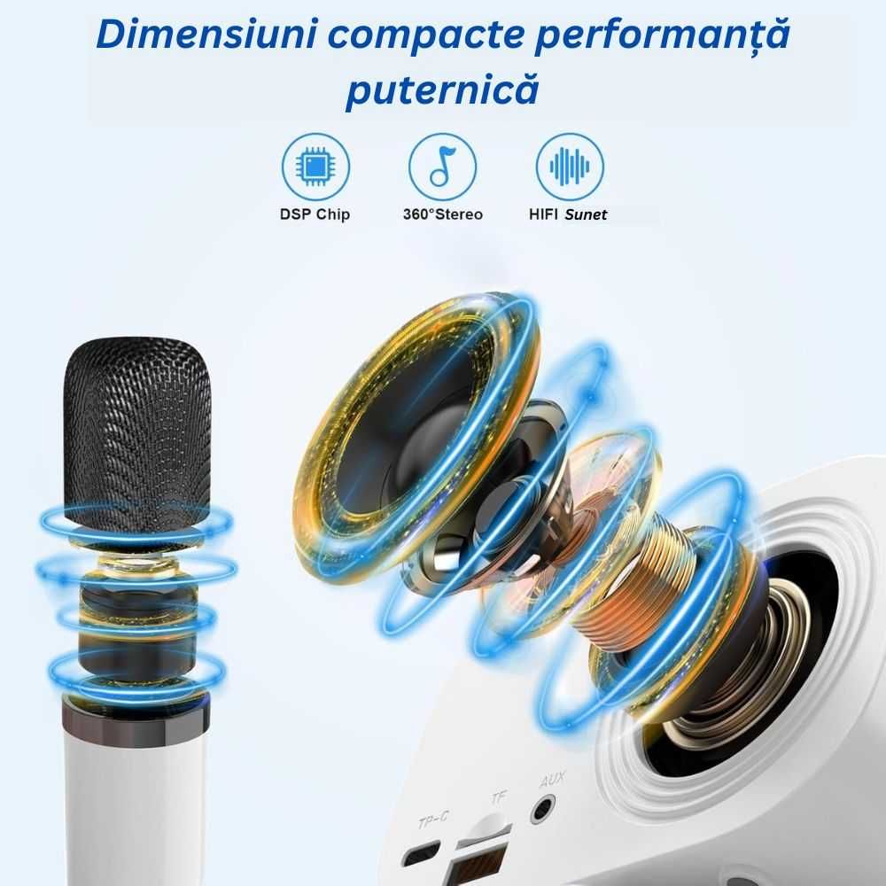 Set 2 Microfoane Karaoke Wireless cu Difuzor Portabil