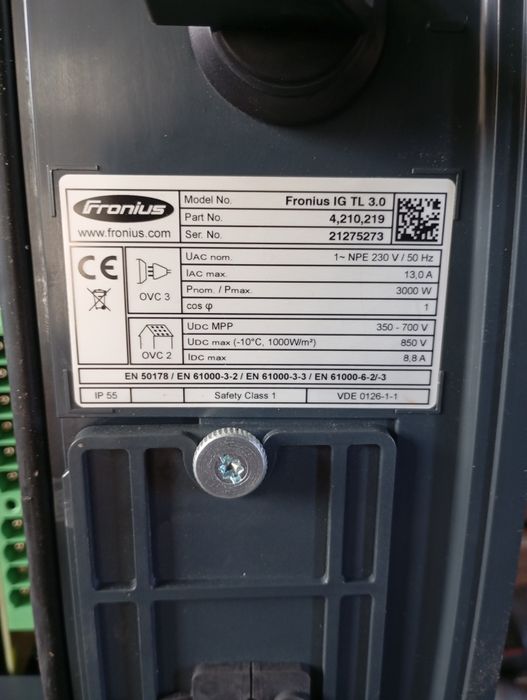 invertoar monofazat solare IG TL 3.0 Fronius
Tesiune maxima de in