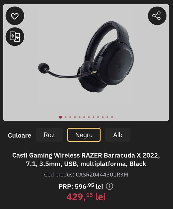 Vând căști gaming Razer Barracuda X