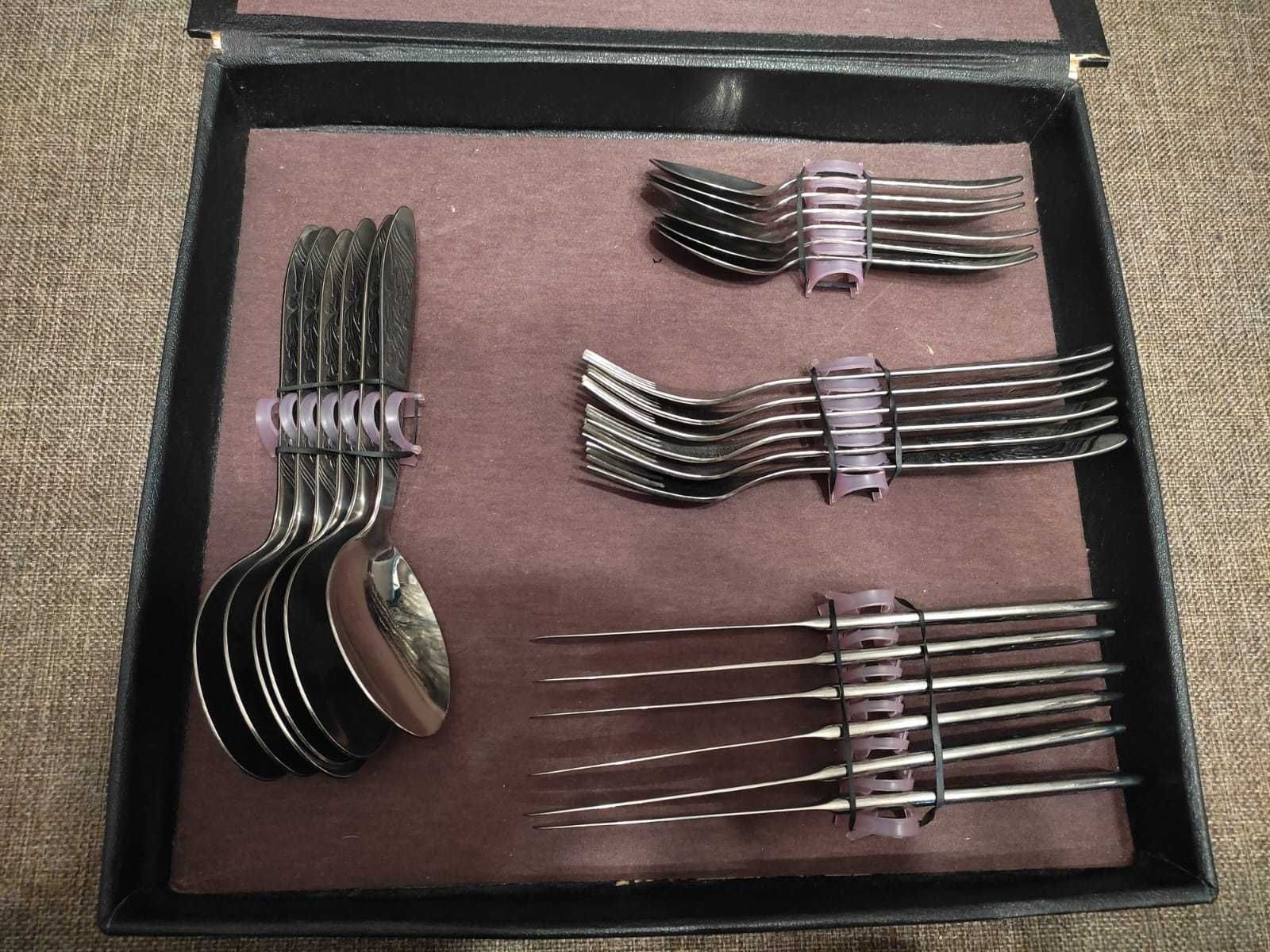 Набор столовый ложки ножи вилки СССР нержавеющая сталь орех