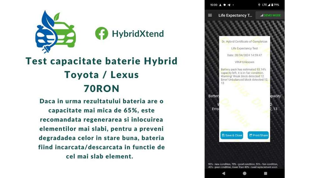 Testare procentaj Baterie Hibrid - Toyota / Lexus
