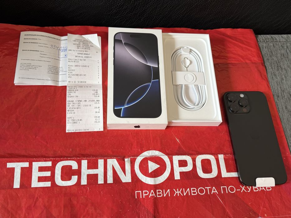 ЧИСТО НОВ 256GB iPhone 16 Pro Max Yettel Гаранция 2028г. Black