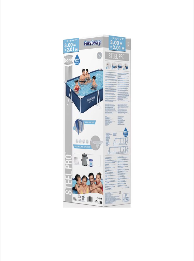 Басейн Bestway Steel Pro, Филтърна помпа, 3 м x 2,01 м x 66 см