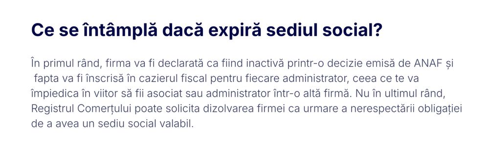Găzduire Sediu Social