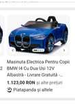 Mașinuță electrica BMW i4 folosita de doua ori este in garantie