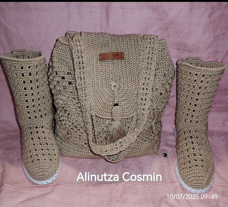 Vand papuci cizme crosetate manual pentru copii si adulti 7