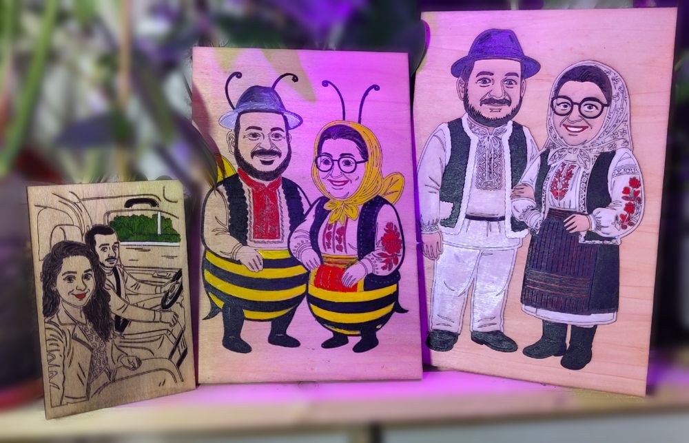 Cadou personalizat – gravură pe lemn după poză