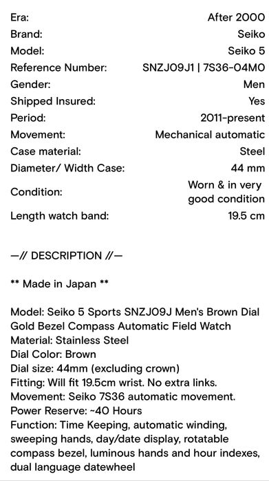 Seiko 5 Sport SNZJ09J automatic reference SNZJ09J1 | 7S36-04MO