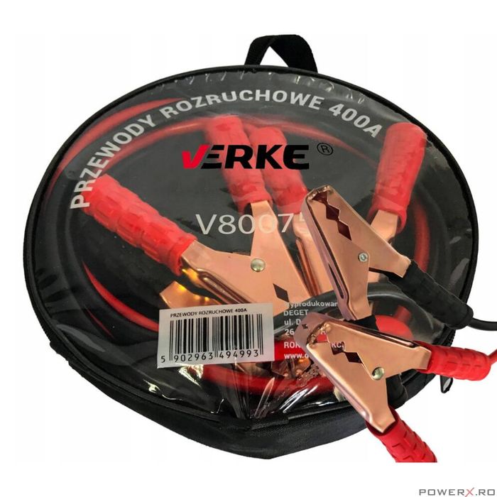 Set cabluri incarcare, pornire auto, 400A, 2.5m, Verke
