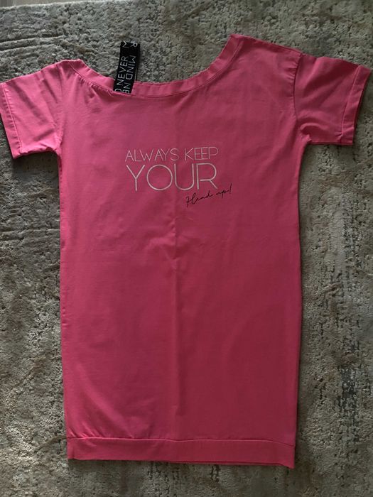 Rochie de vara roz, umar gol cu bareta, S/M, nou