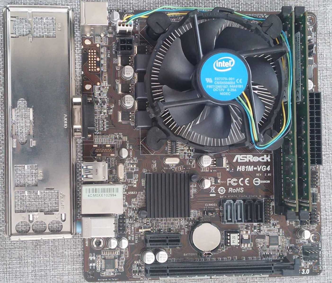 Дънна платка ASRock H81M-VG4 + CPU Intel Core i3-4170 + 8GB RAM