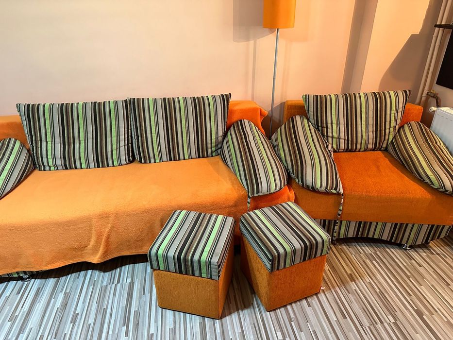 Canapea+fotoliu ambele extensibile +2 tamburei