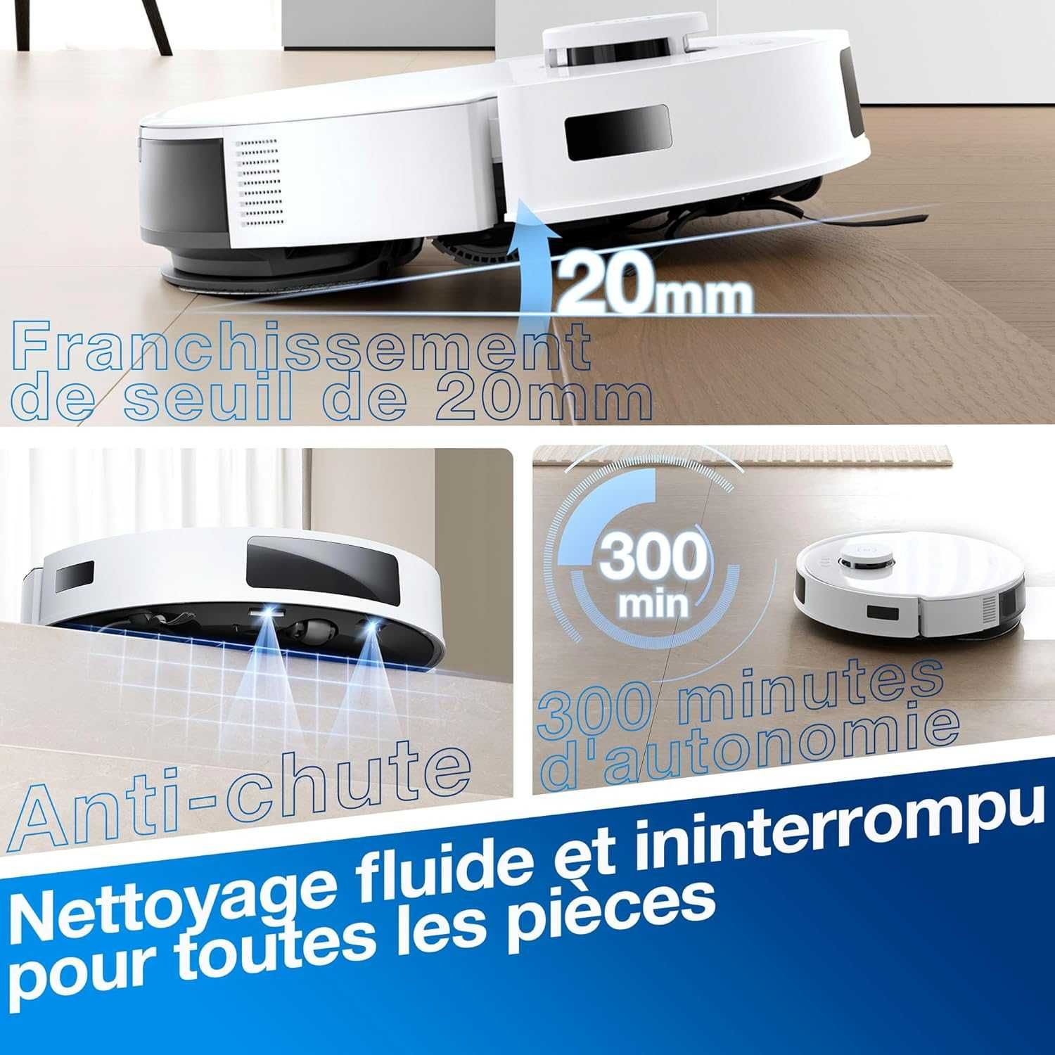 Робот прахосмукачка Ecovacs Deebot N20 Plus TrueMapping 8000Pa с МОП