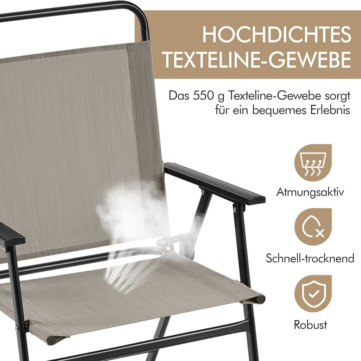 Set 2 scaune gradina pliante, cadru metal |YT 592847 Brown(2pcs)
