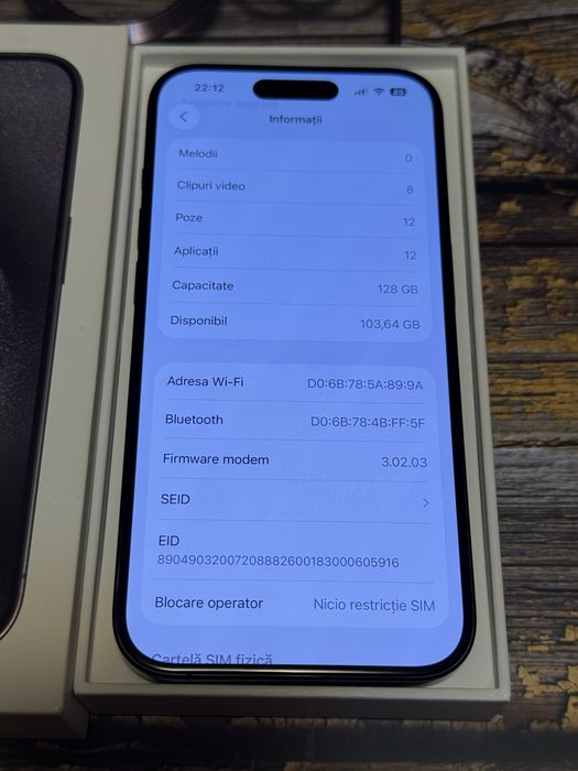 iPhone 15 Pro Black Titanium 128GB – full box, ca nou