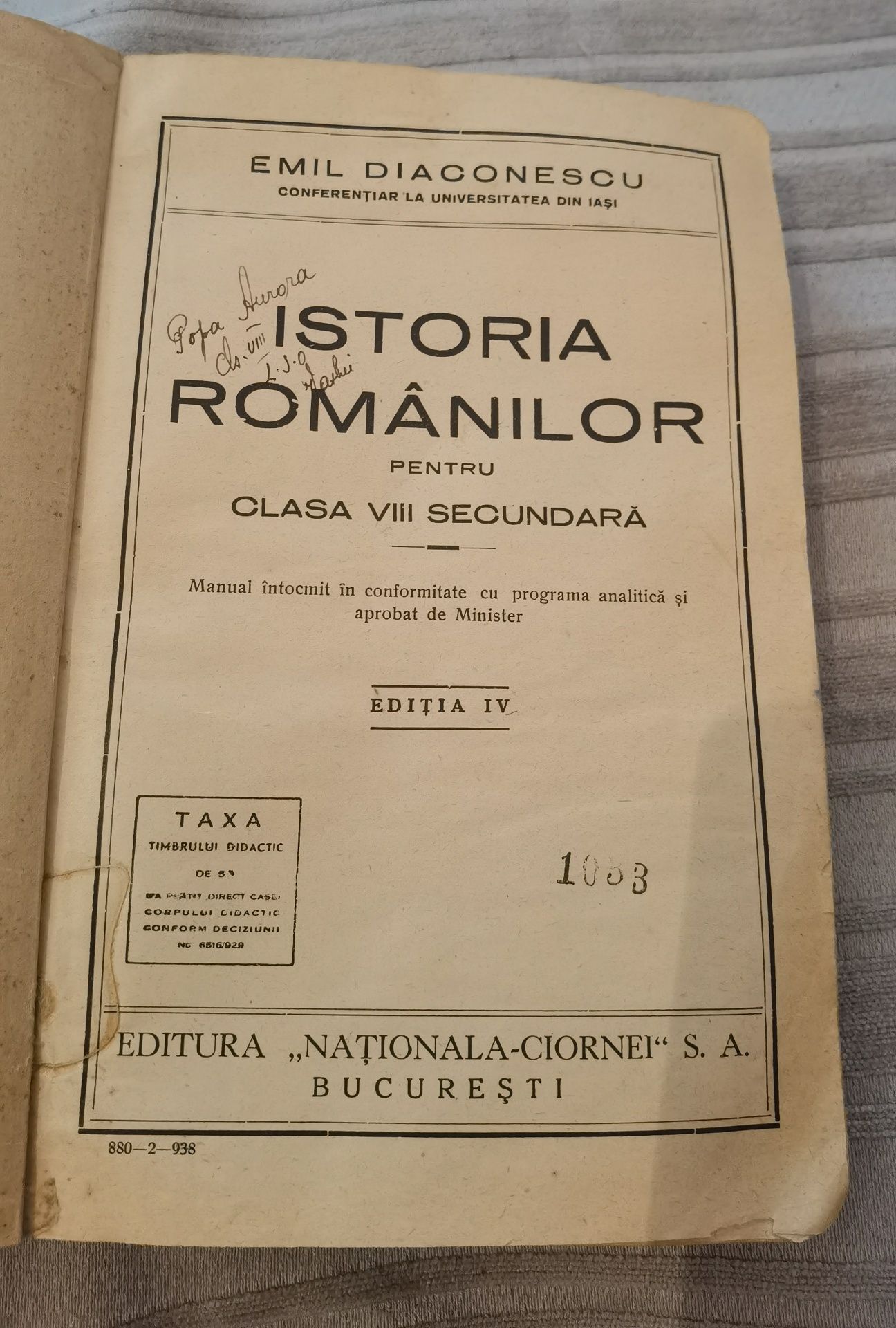 Istoria Romanilor 1938