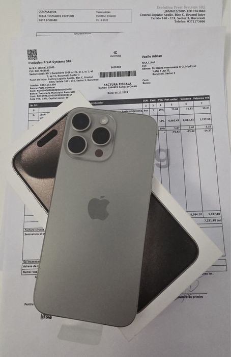 IPHONE 15 Pro MAX 256 GB culoare Natural Titanium