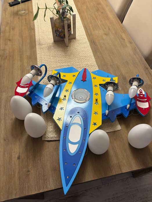 полилей Авиатор от метал в син цвят за детска стая с bluetooth