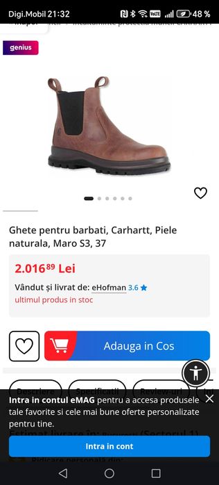 Vînd cizme bărbați S3 Carhartt piele naturală noi cu eticheta!!