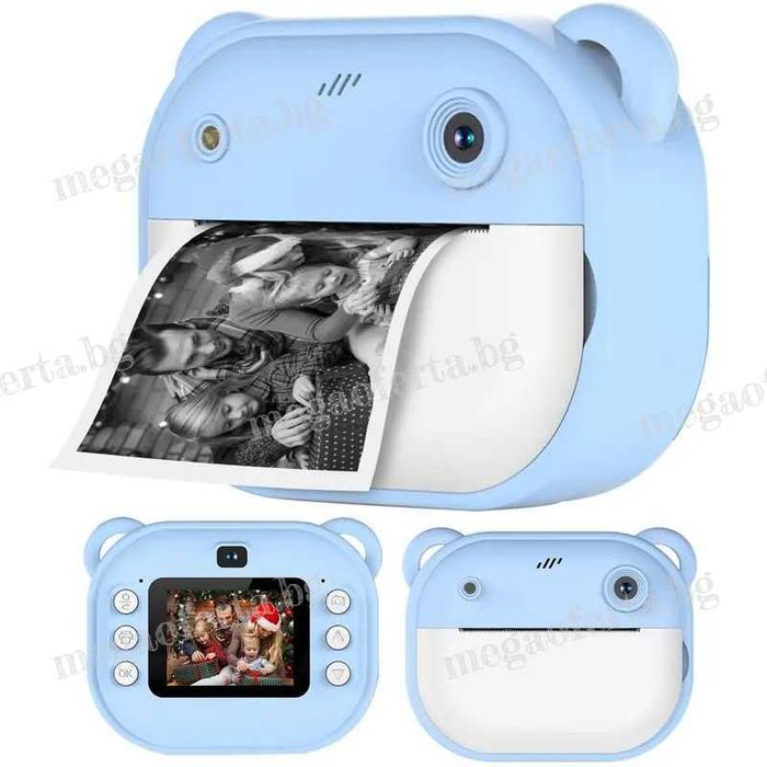 Детски фотоапарат/камера с принтер, селфи, рамки и игри