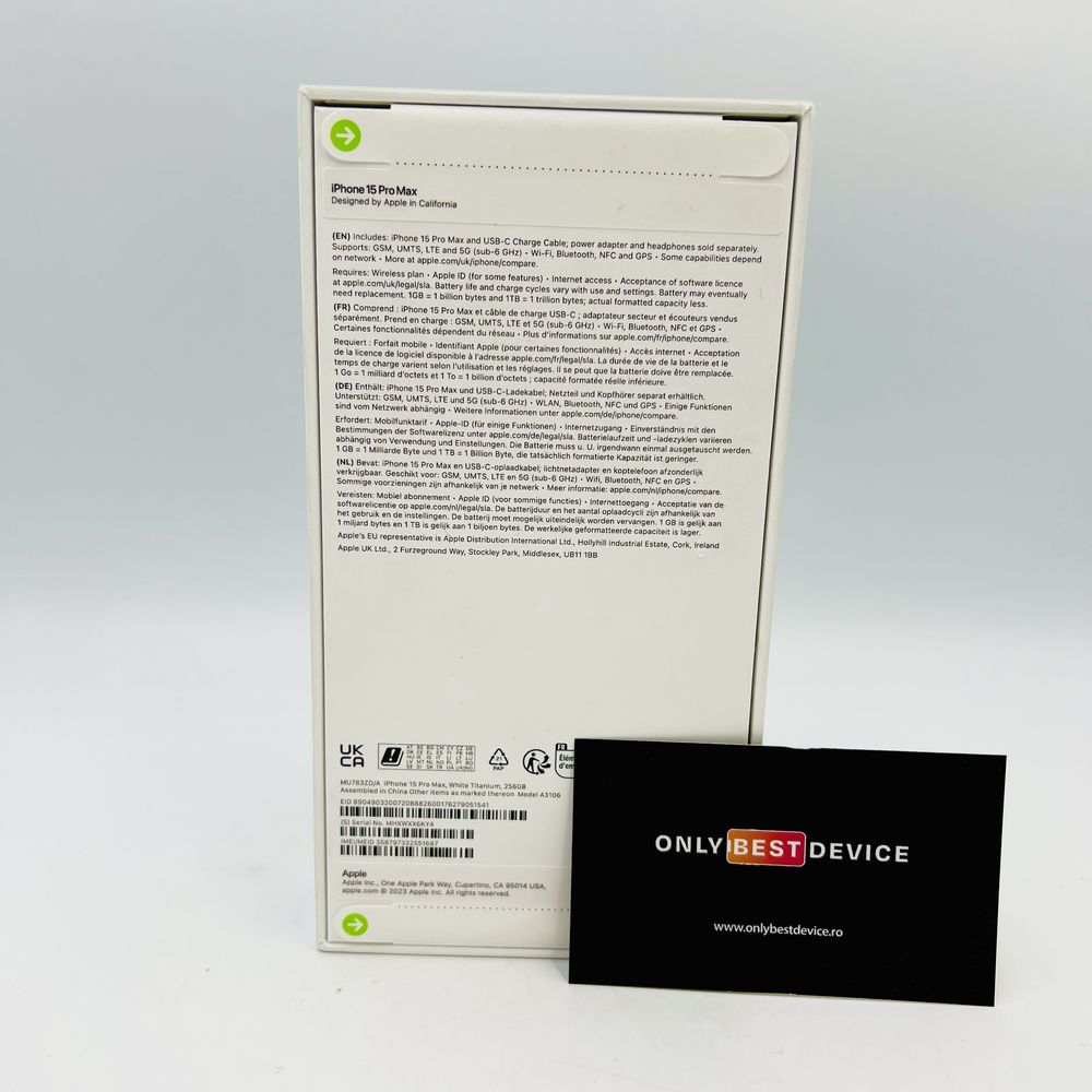 iPhone 15 Pro Max White Titanium 256GB NOU / SIGILAT