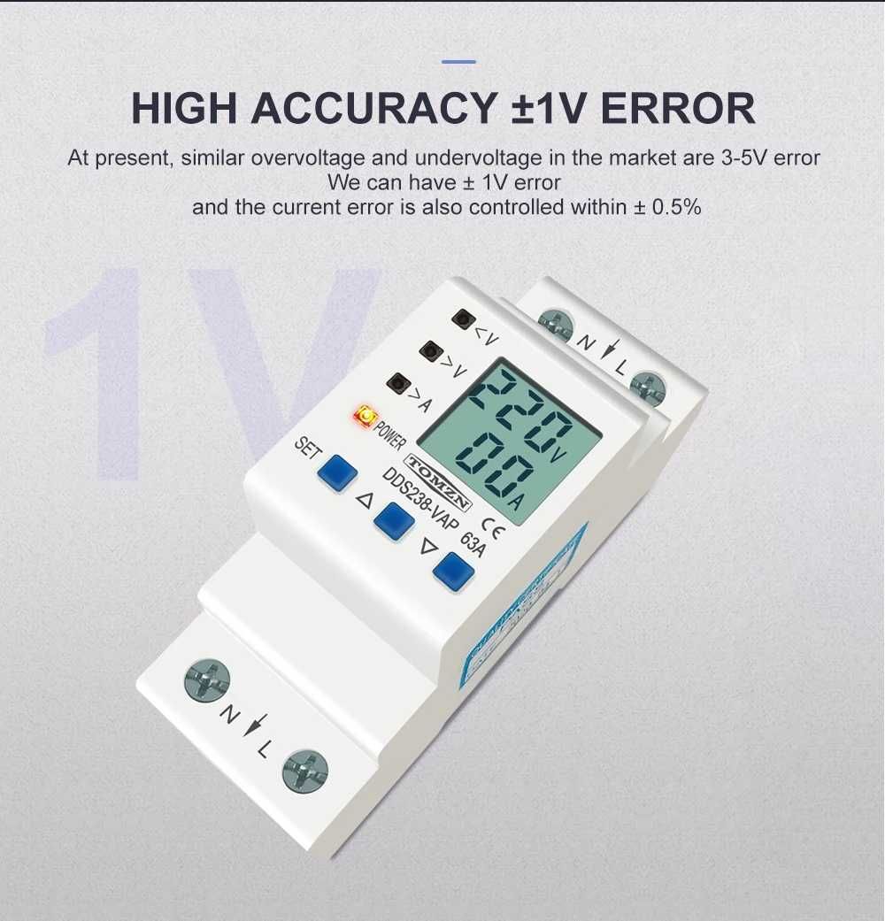 Защита от ниско и високо напрежение 80А 220V Tomzn DDS238-VAP