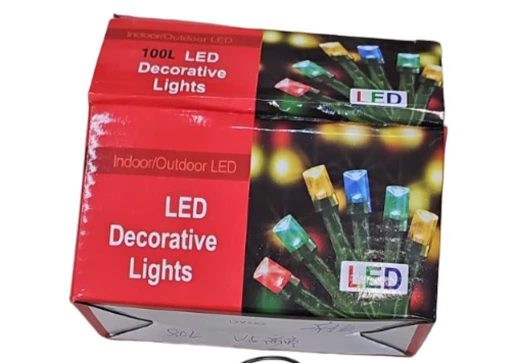 Цветни коледни лампички с черен кабел / 100led светлини - 5 метра