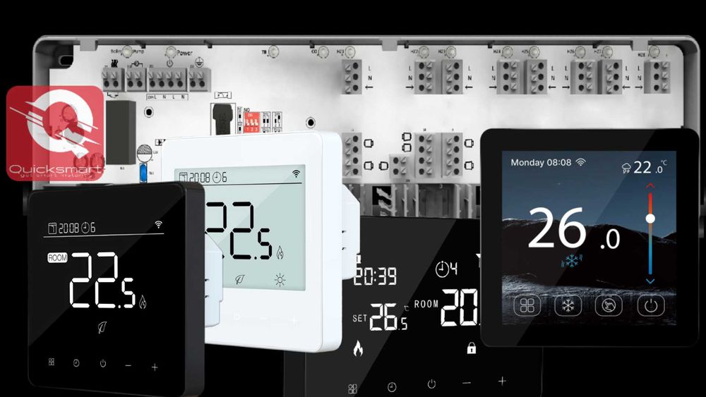 Automatizare Incalzire Pardoseala Q10, 4 Termostat cu fir Q40, Negru