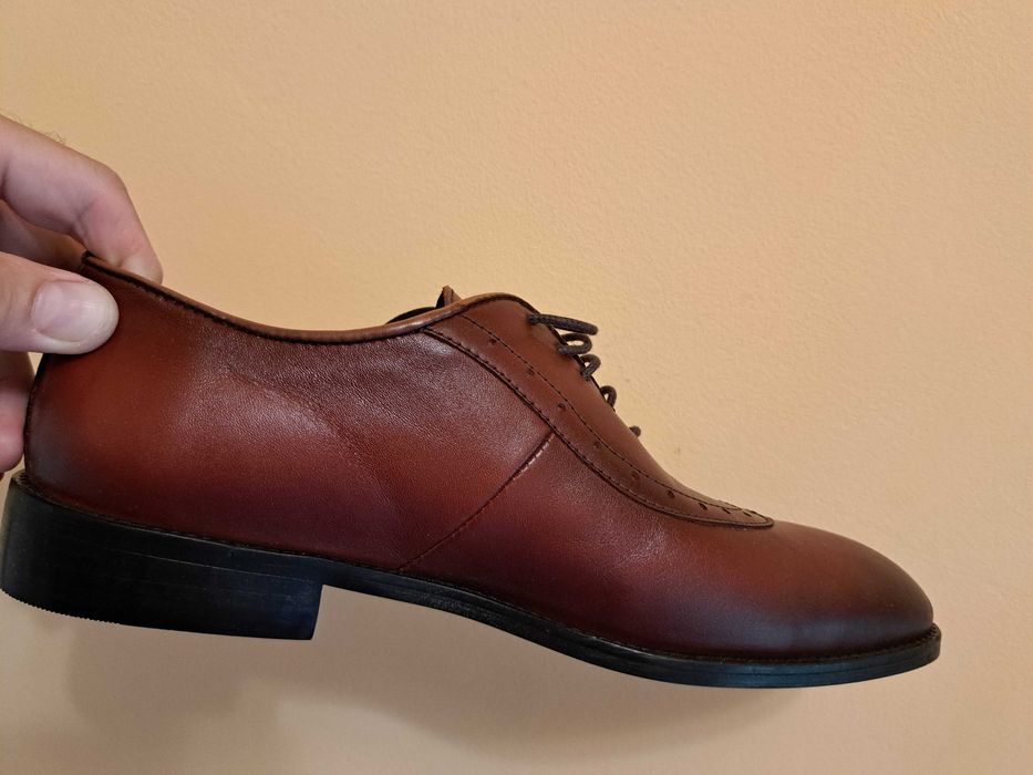 pantofi noi piele marimea 40 (27 cm talpa piciorului) maro-grena