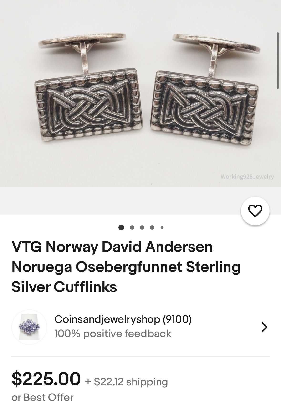 BUTONI ARGINT 925 - David Andersen - Viking Saga Series - Norway -1960