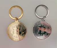 breloc Bitcoin - metalic, auriu/argintiu, 4 cm