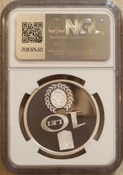 Moneda BNR 10 lei argint Nicolae Balcescu gradata NGC PF 69 UC