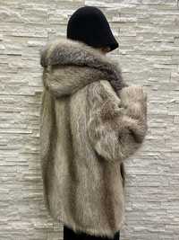 Сребърна лисица и нутрия палто от естествен косъм