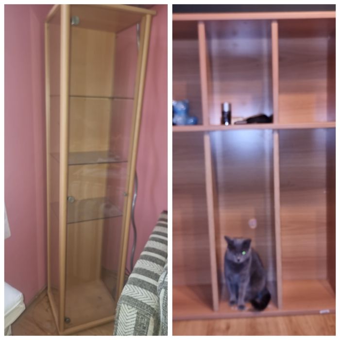 Стъклена етажерка/дървена етажерка