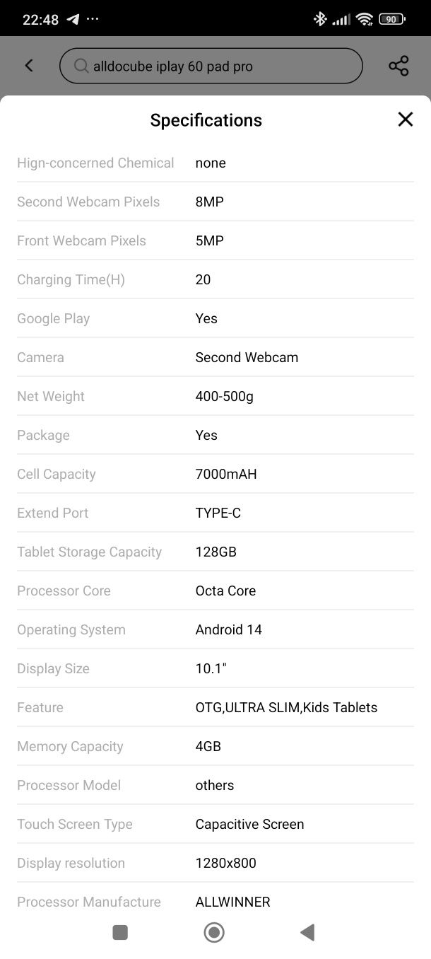 Таблет Alldocube iPlay 60S 10.1 inch Android 14