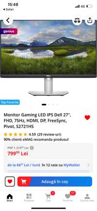 Monitor Dell s2721hs Nou