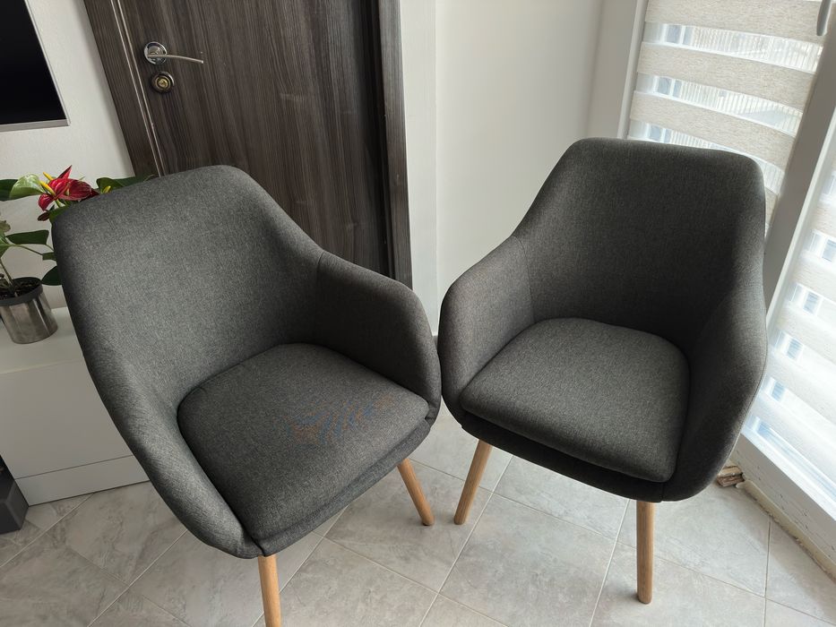 2 бр Кресло UDSBJERG сив текстил/ краченца от масивен дъб