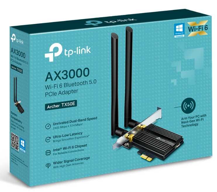 PCIe adapter адаптер TP-Link Archer TX50E Wi-Fi + Bluetooth 5.2