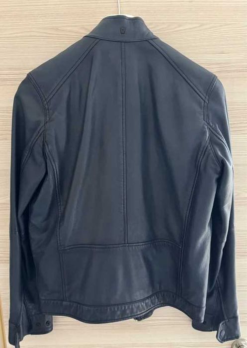 Massimo Dutti geaca piele barbati / jacheta de piele bleumarin