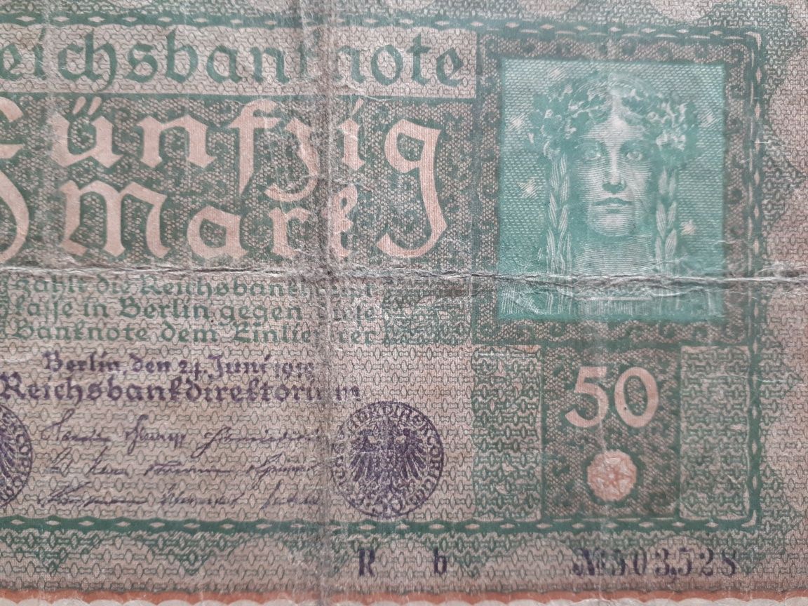 Bancnota 50 marci 1919 !