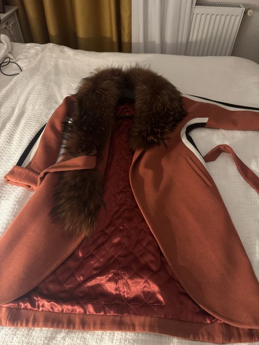 Palton din lana si casmir cu blanita mari