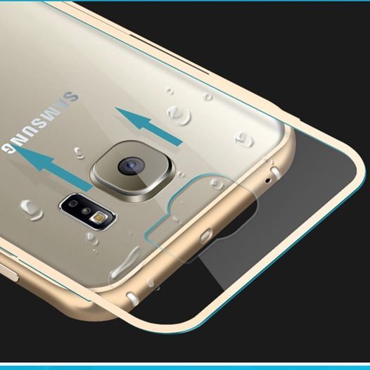 Husa / Bumper aluminiu + spate transparent Samsung Galaxy S6 , S6 Edge