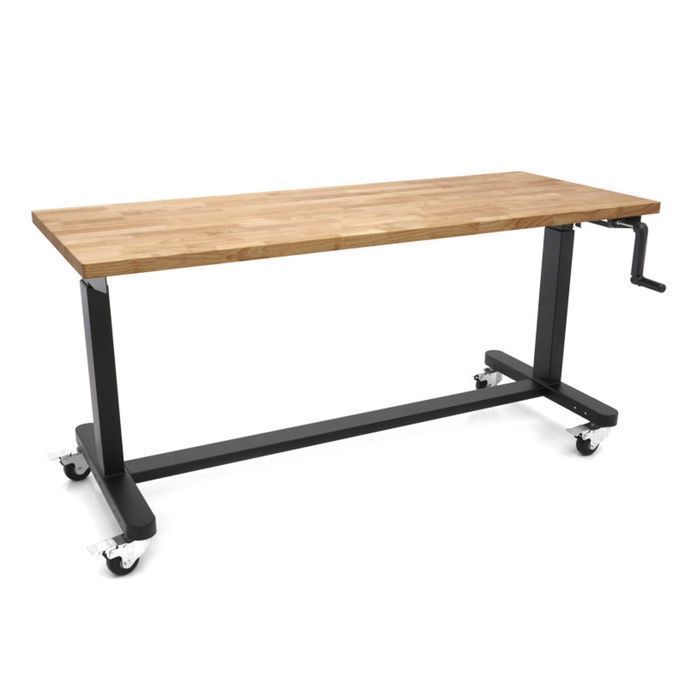 Banc de lucru cu blat din lemn masiv reglabil pe inaltime 152cm