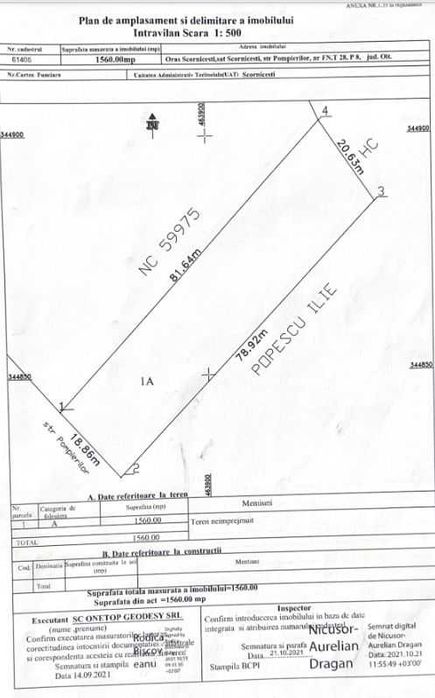 Se vinde teren intravilan in orasul Scornicesti judetul Olt