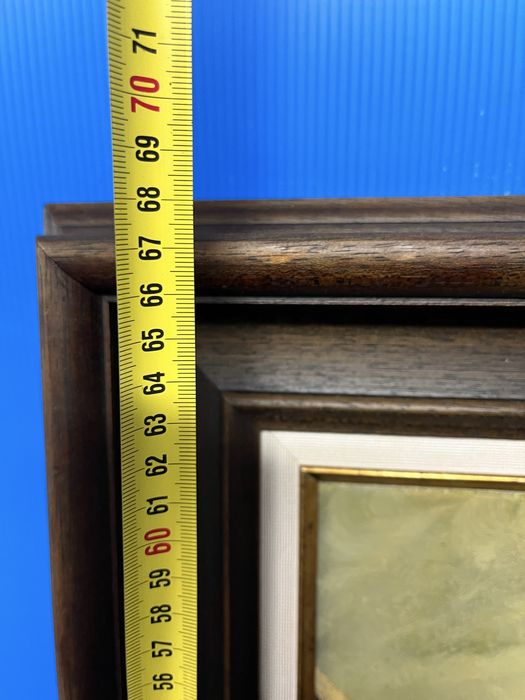 Прекрасен,зимен,селски пейзаж на платно с маслени бои