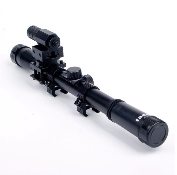 LUNETA metalica 4X20 + Laser RED DOT Arma Arbaleta Pusca Airsof