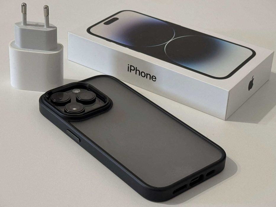 Бартер! iPhone 14 Pro 256GB Space Blacк (Черен)+ Адаптер и Кейс! Е-Sim
