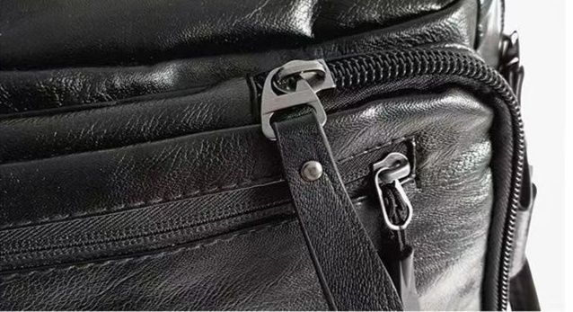 Мужской рюкзак сумка для спортзала 2 в 1 черный кожанный