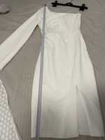 Rochie Rhea Costa bridal alba midi cununie civila botez material plin